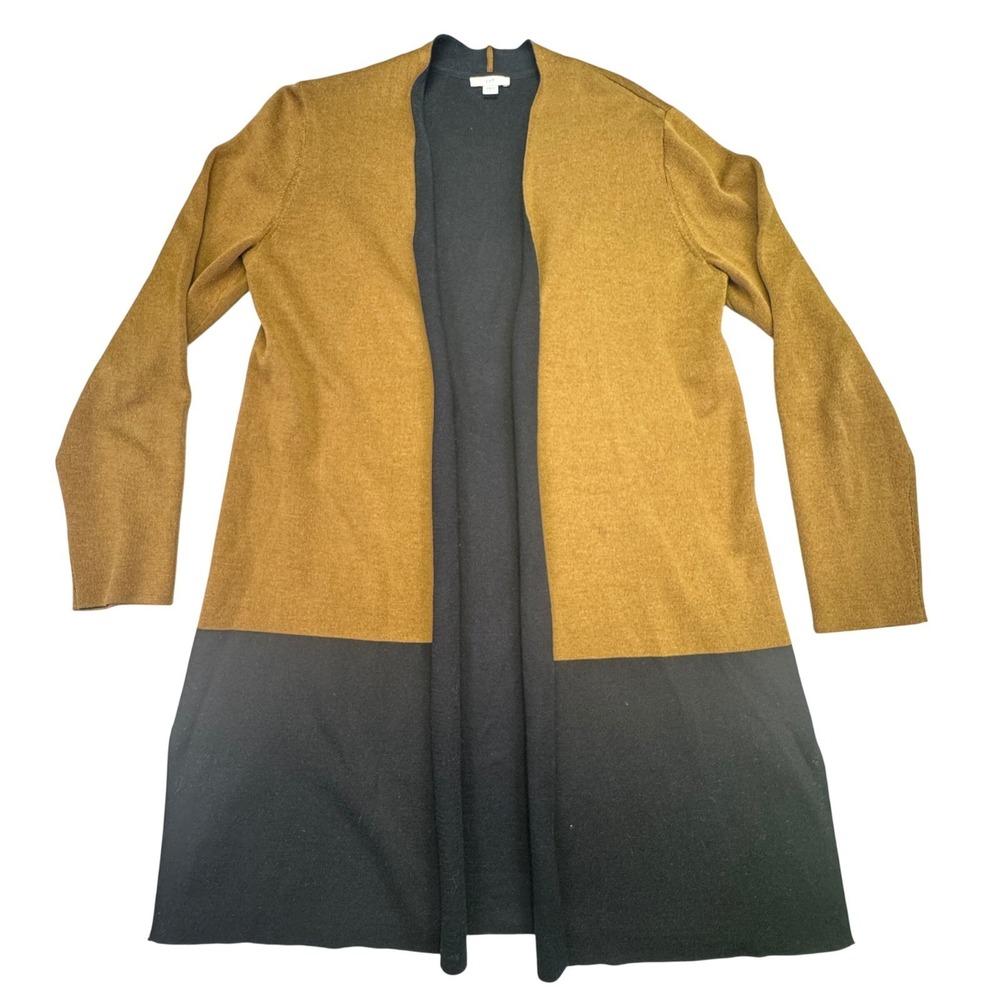 J. Jill Cardigan Women's Small Color block Long Sleeve‎ Black Brown Acorn